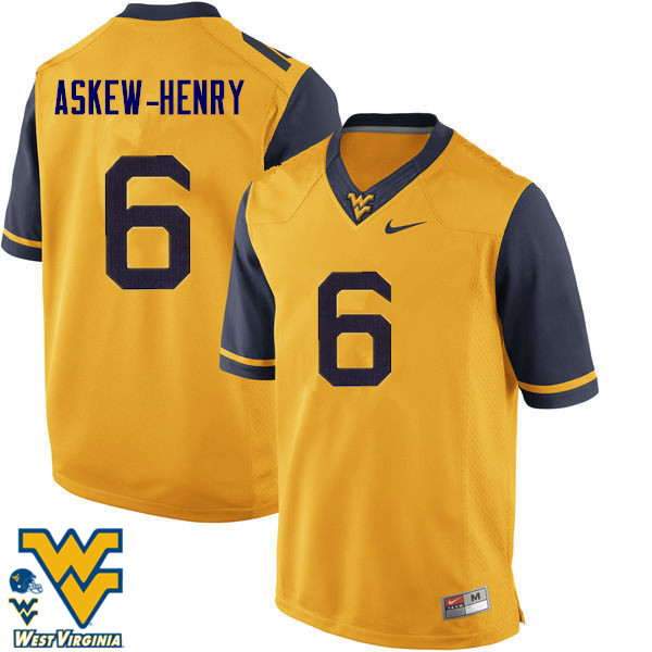NCAA Men's Dravon Askew-Henry West Virginia Mountaineers Gold #6 Nike Stitched Football College Authentic Jersey HP23P44NN